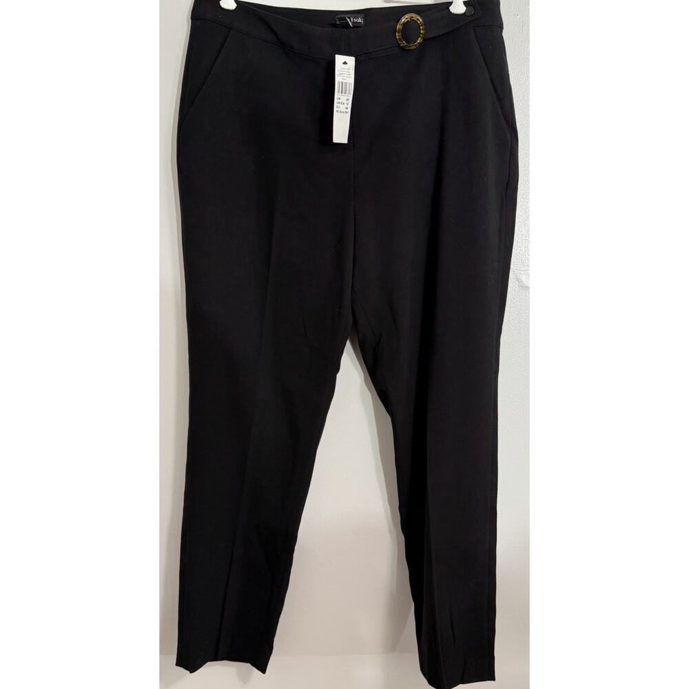 NEW Long Tall Sally Pants Double Faced Tapered Trouser Black Pants US 16 UK 20